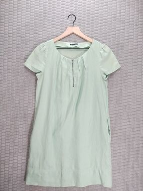 Sisley Mint Green Linen Cap Sleeve Shift Dress -Sz M